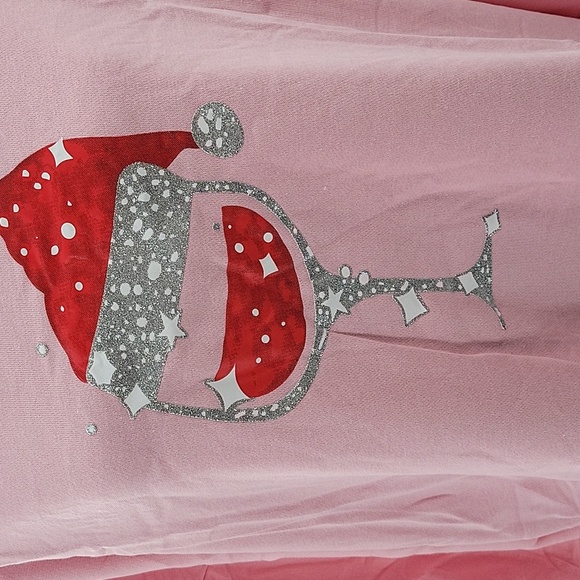 Pink Santa Wine Glass Sweatshirt New - Picture 14 of 15